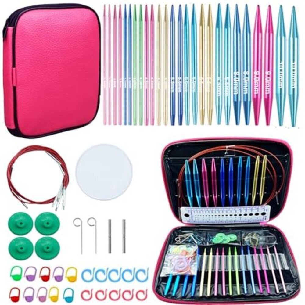 Circular Knitting Needles 60pc Set Aluminum w/ Case